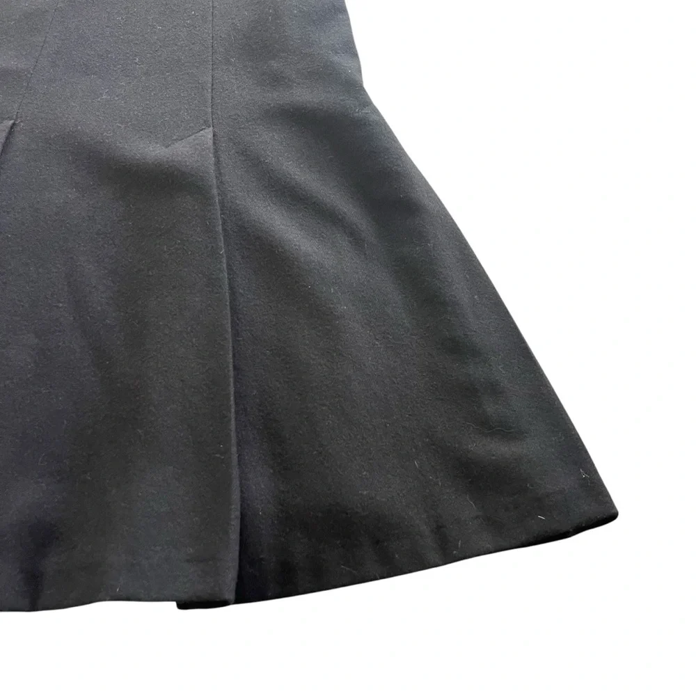 Barclay Square Women’s 10 Black 100% Pure Wool Vintage A-line Pleated Midi Skirt